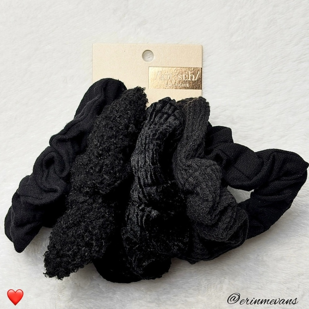 Kitsch Assorted Textured Scrunchies 5 pc Black New
